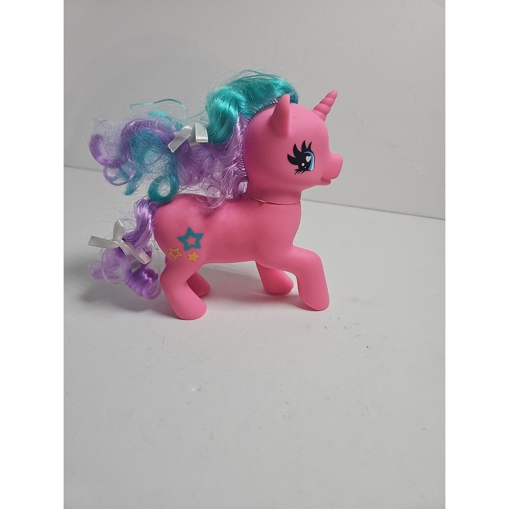 Gi-Go Wonder Pony Land Pink Unicorn with Purple Aqua Hair Shooting Stars